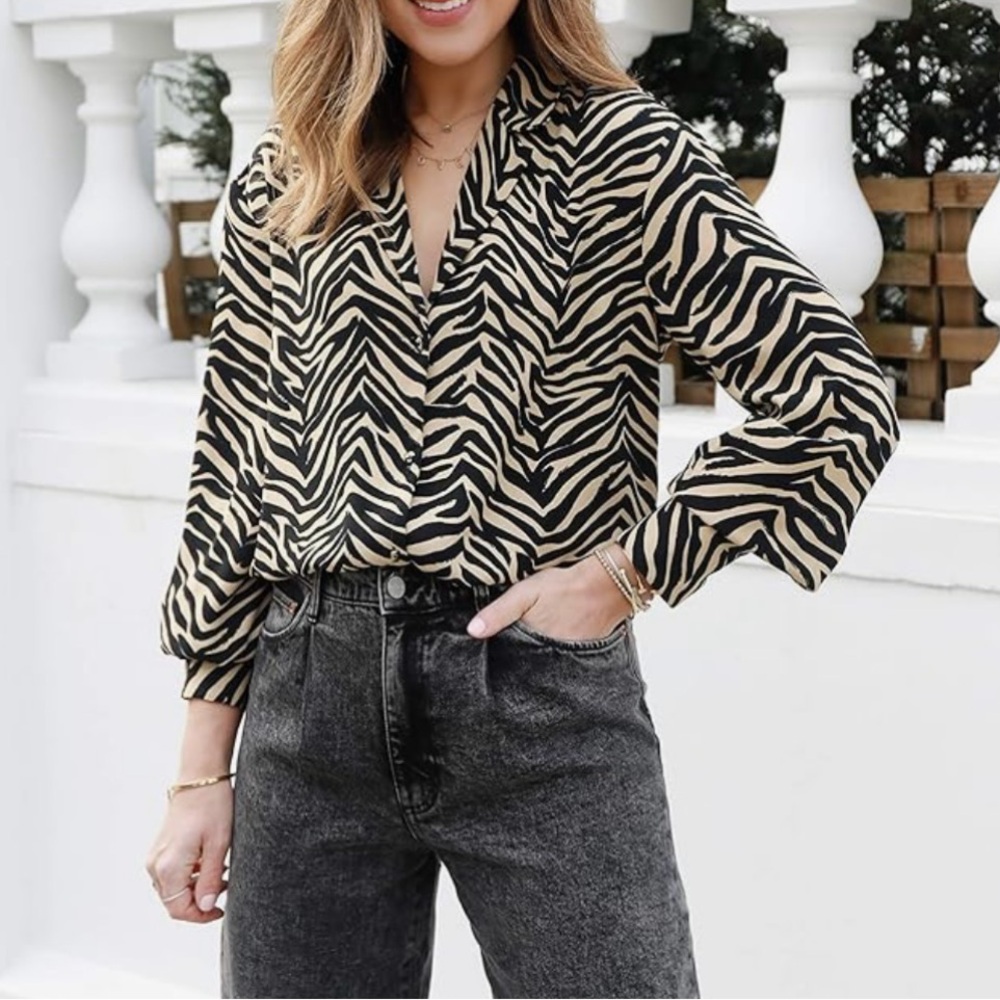 The Drop Zebra Print Blouse